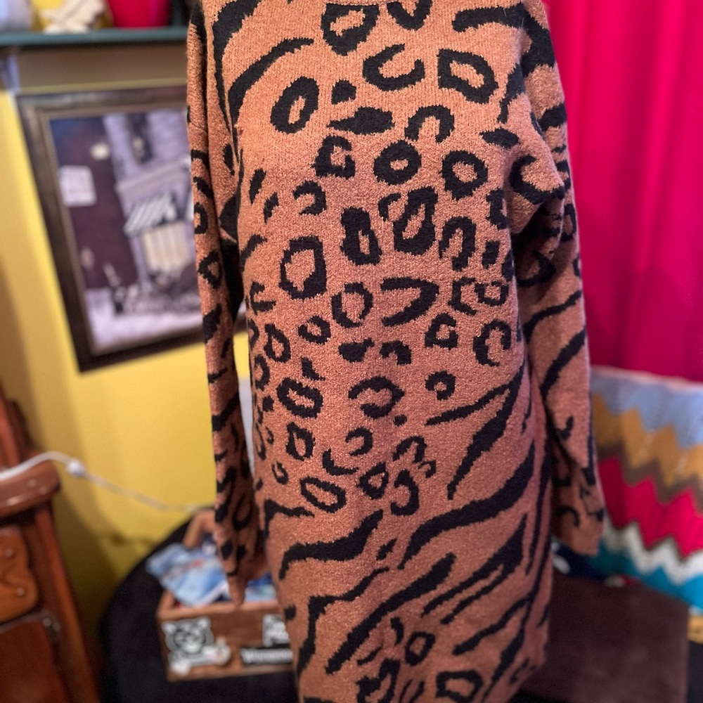 Leopard Print Long Sleeve Dress